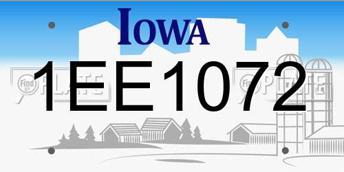 1EE1072 Iowa License Plate