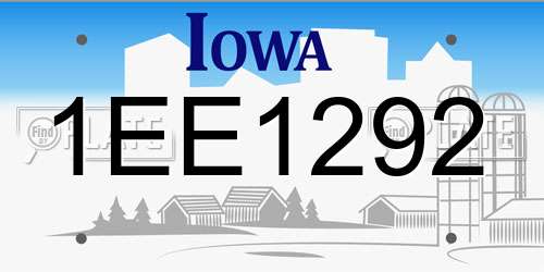 1EE1292 Iowa License Plate