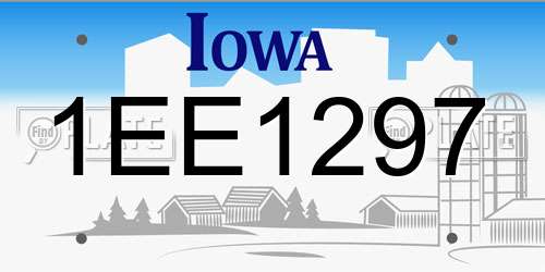 1EE1297 Iowa License Plate