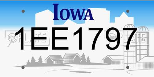 1EE1797 Iowa License Plate
