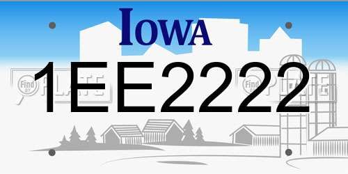 1EE2222 Iowa License Plate