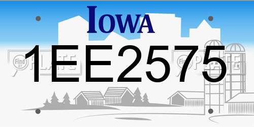 1EE2575 Iowa License Plate