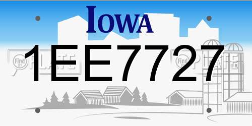 1EE7727 Iowa License Plate