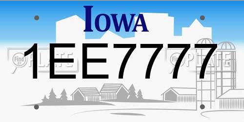 1EE7777 Iowa License Plate