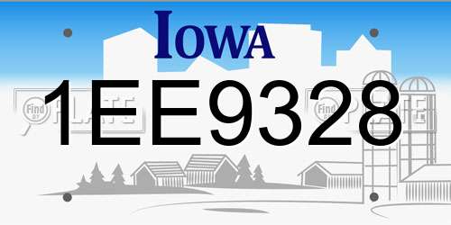 1EE9328 Iowa License Plate