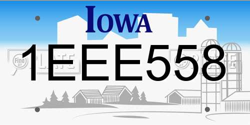 1EEE558 Iowa License Plate