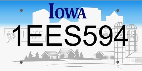 1EES594 Iowa License Plate