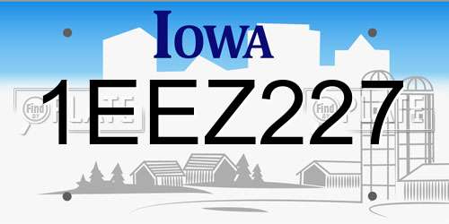 1EEZ227 Iowa License Plate