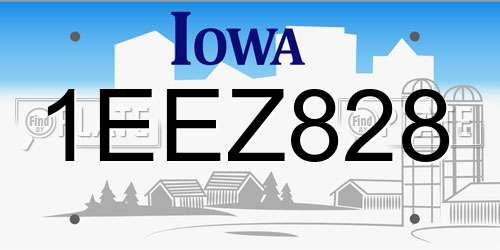 1EEZ828 Iowa License Plate