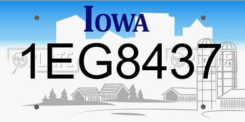 1EG8437 Iowa License Plate