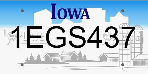 1EGS437 Iowa License Plate