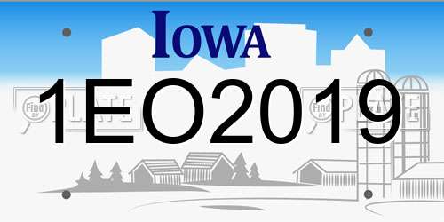 1EO2019 Iowa License Plate