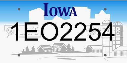 1EO2254 Iowa License Plate