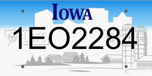 1EO2284 Iowa License Plate