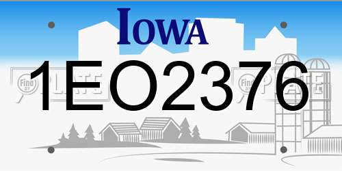 1EO2376 Iowa License Plate