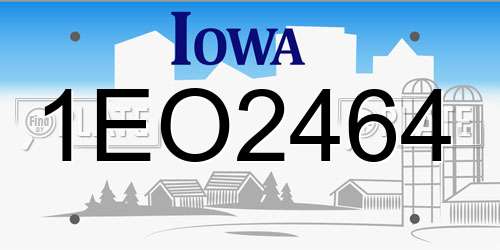 1EO2464 Iowa License Plate