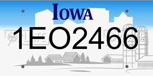 1EO2466 Iowa License Plate