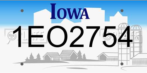1EO2754 Iowa License Plate