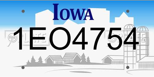 1EO4754 Iowa License Plate