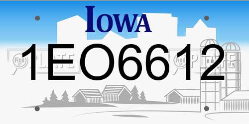 1EO6612 Iowa License Plate