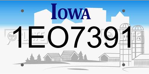 1EO7391 Iowa License Plate
