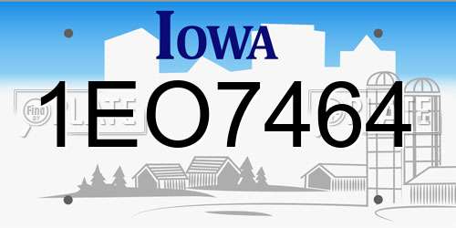 1EO7464 Iowa License Plate
