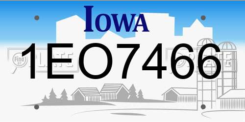 1EO7466 Iowa License Plate