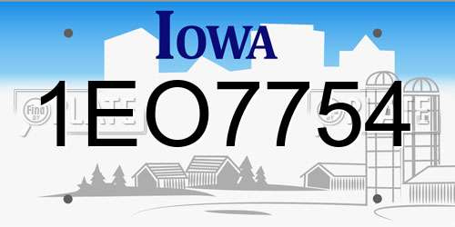 1EO7754 Iowa License Plate