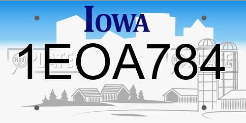 1EOA784 Iowa License Plate