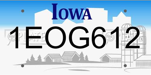 1EOG612 Iowa License Plate