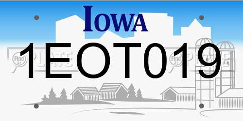 1EOT019 Iowa License Plate