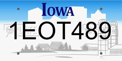 1EOT489 Iowa License Plate