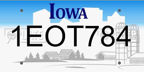 1EOT784 Iowa License Plate