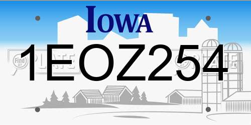 1EOZ254 Iowa License Plate