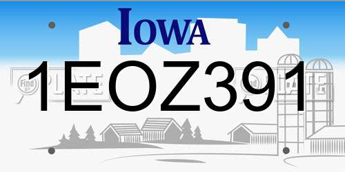 1EOZ391 Iowa License Plate
