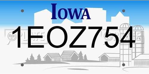 1EOZ754 Iowa License Plate