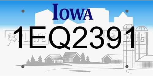 1EQ2391 Iowa License Plate
