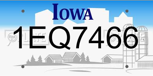 1EQ7466 Iowa License Plate