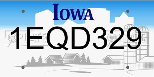 1EQD329 Iowa License Plate