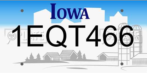 1EQT466 Iowa License Plate