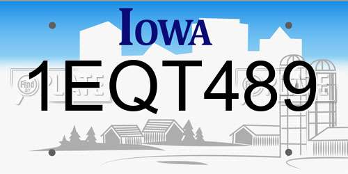 1EQT489 Iowa License Plate