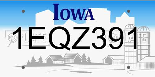 1EQZ391 Iowa License Plate