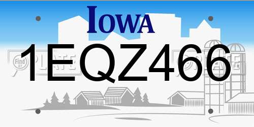 1EQZ466 Iowa License Plate