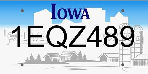 1EQZ489 Iowa License Plate