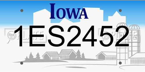 1ES2452 Iowa License Plate
