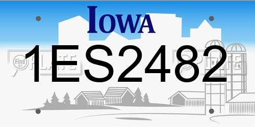 1ES2482 Iowa License Plate