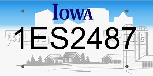 1ES2487 Iowa License Plate