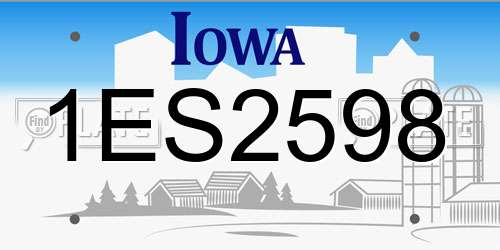 1ES2598 Iowa License Plate