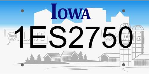 1ES2750 Iowa License Plate