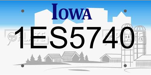 1ES5740 Iowa License Plate